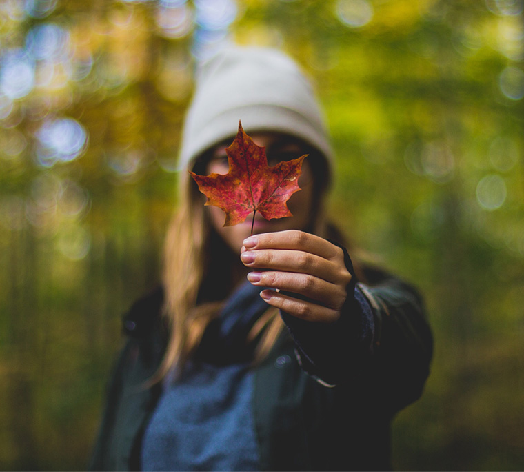 woman, girl, person, woman outside, maple leaf
