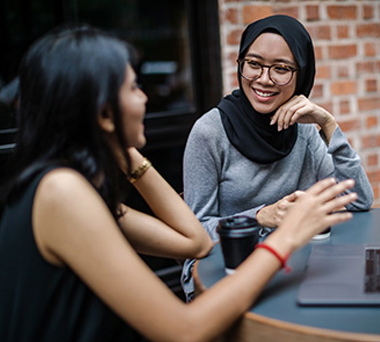 Two women talking