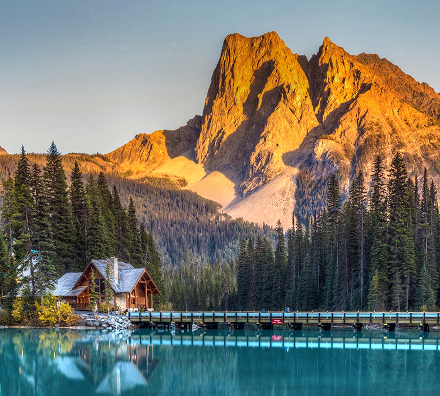Emerald Lake sunset in Yoho National Park, British Columbia, Canada