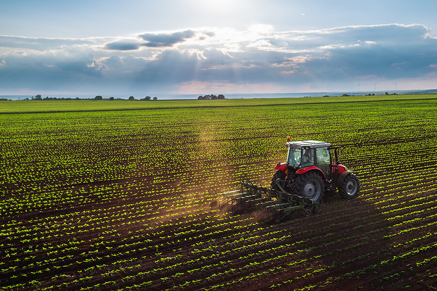 Tractor working in a field