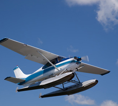 Small airplane in the sky