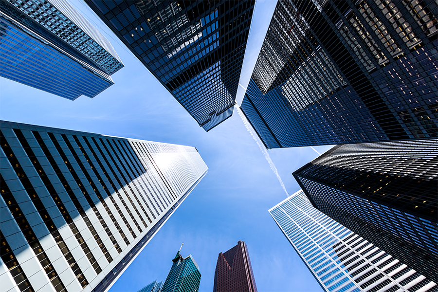 Looking up skyscrapers