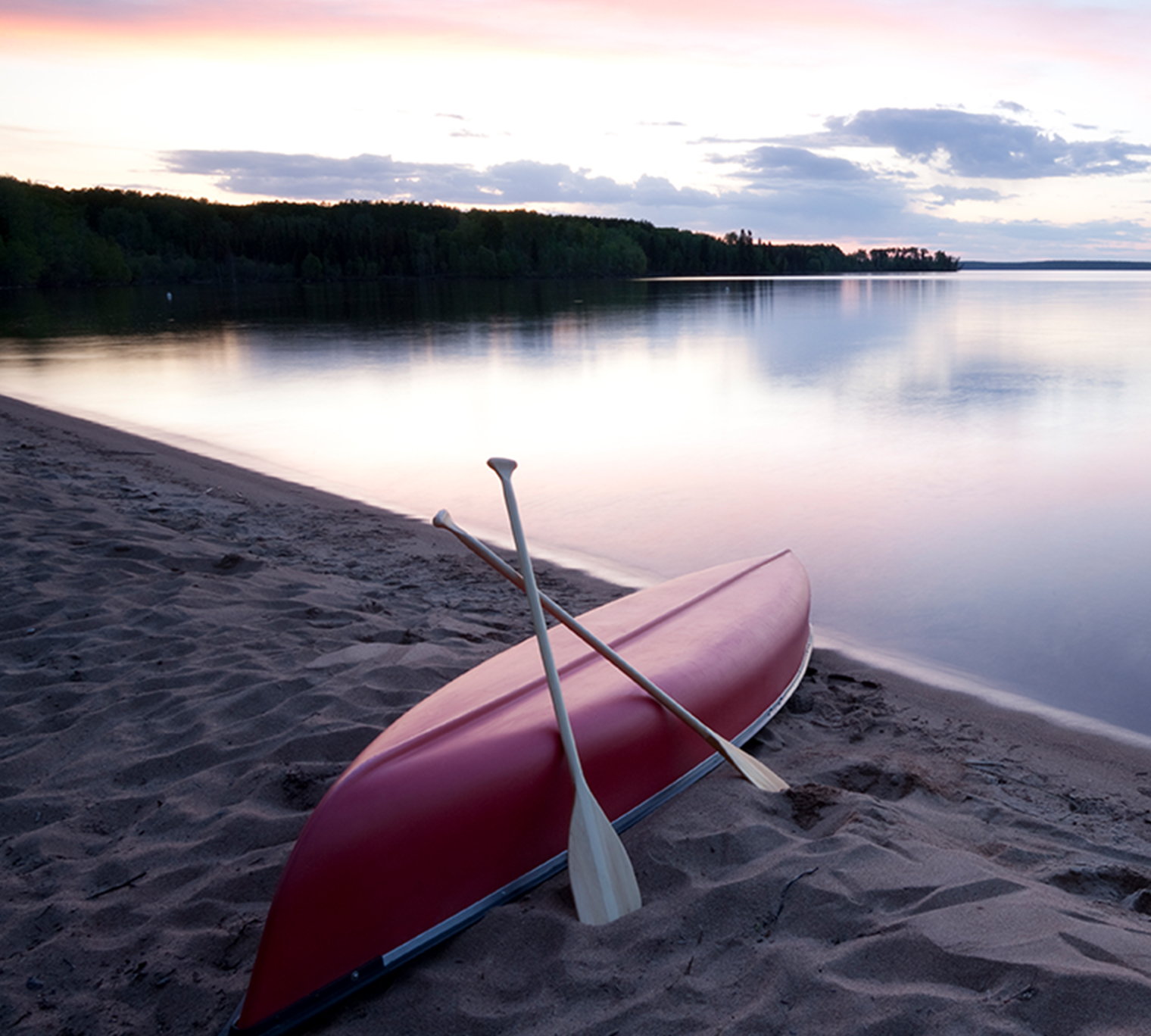 Night scene along Waskesiu lake. Prince Albert National park, Saskatchewan, Canada.