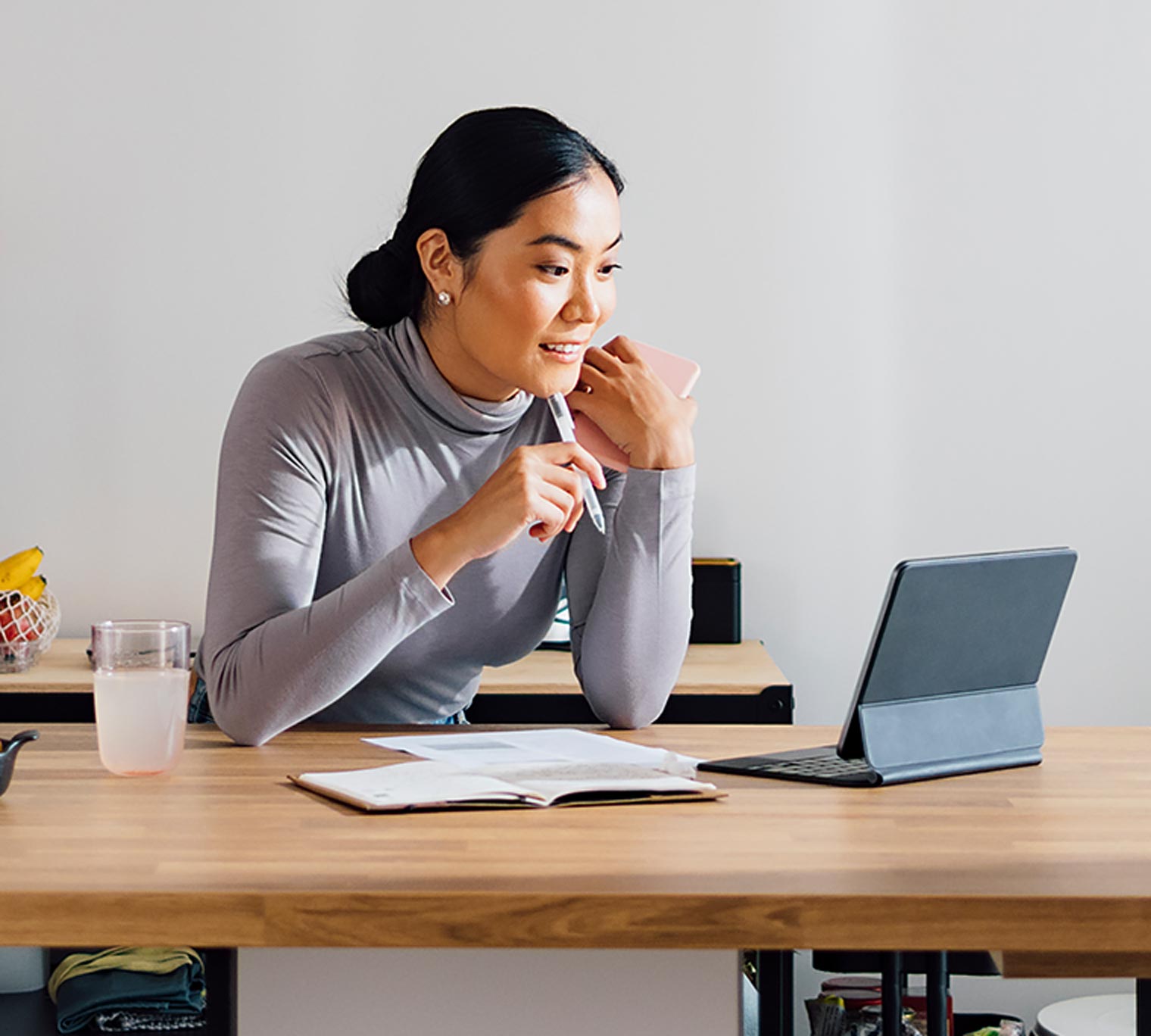 woman working with tablet computer