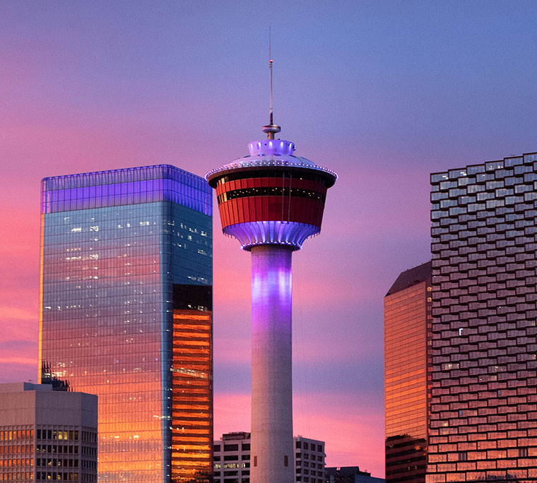 Beautiful pink, orange, purple and blue colours in this sunset photo taken in Victoria Park