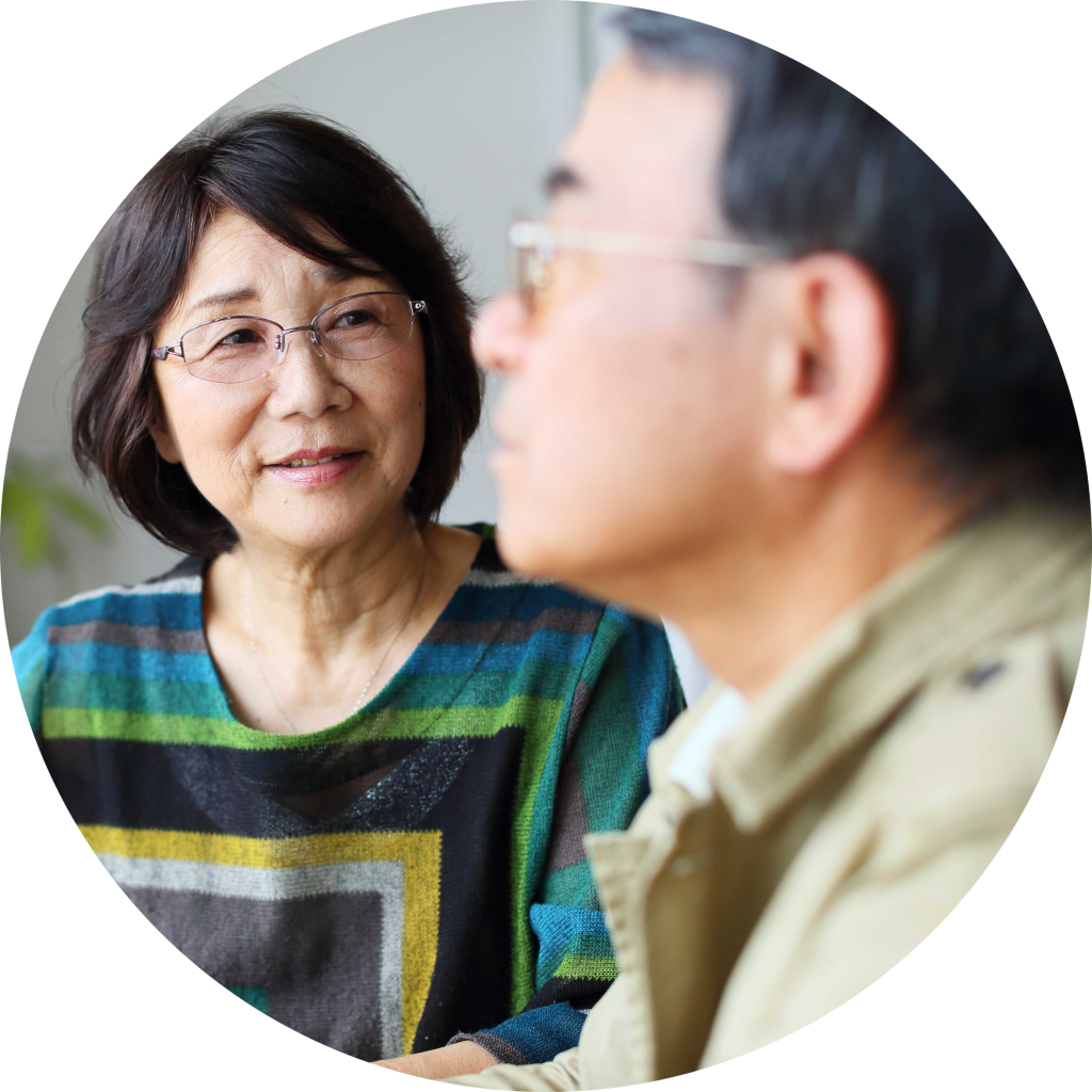 Elderly person looking at their partner