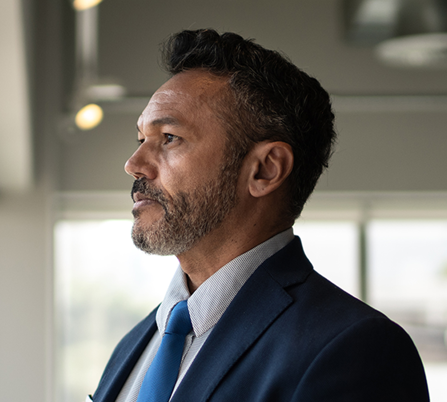 man, business man, person, man looking out window