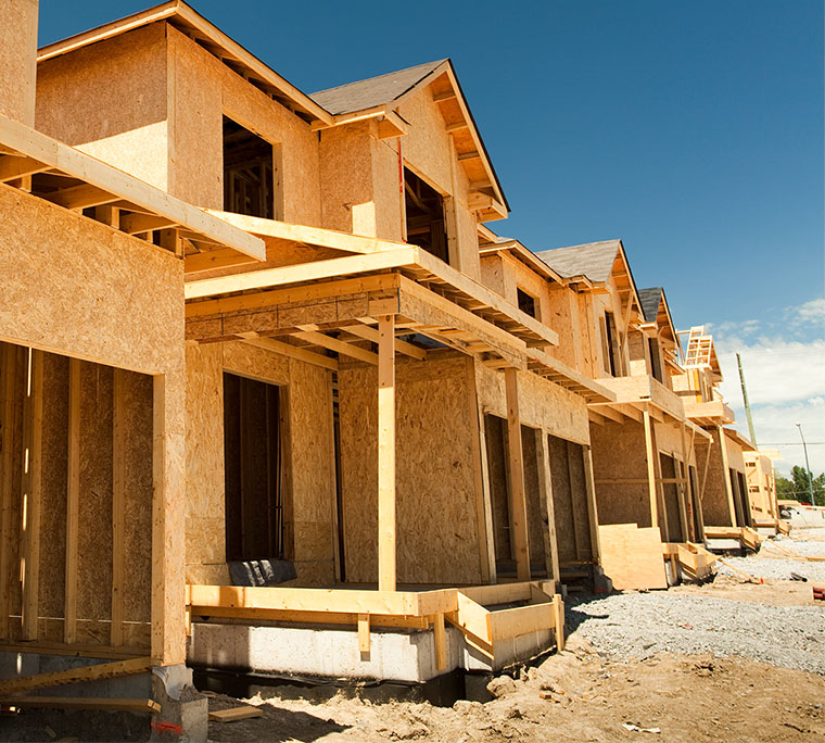 Building frame structure on a new development site