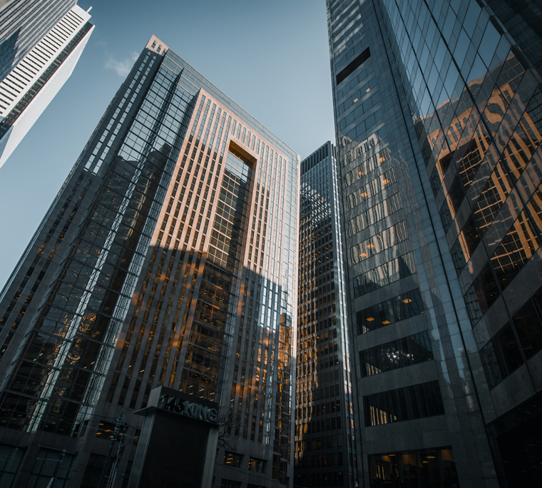 tall glass office buildings in city