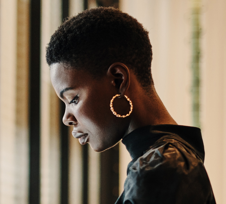 Businesswoman using a digital tablet in an office
