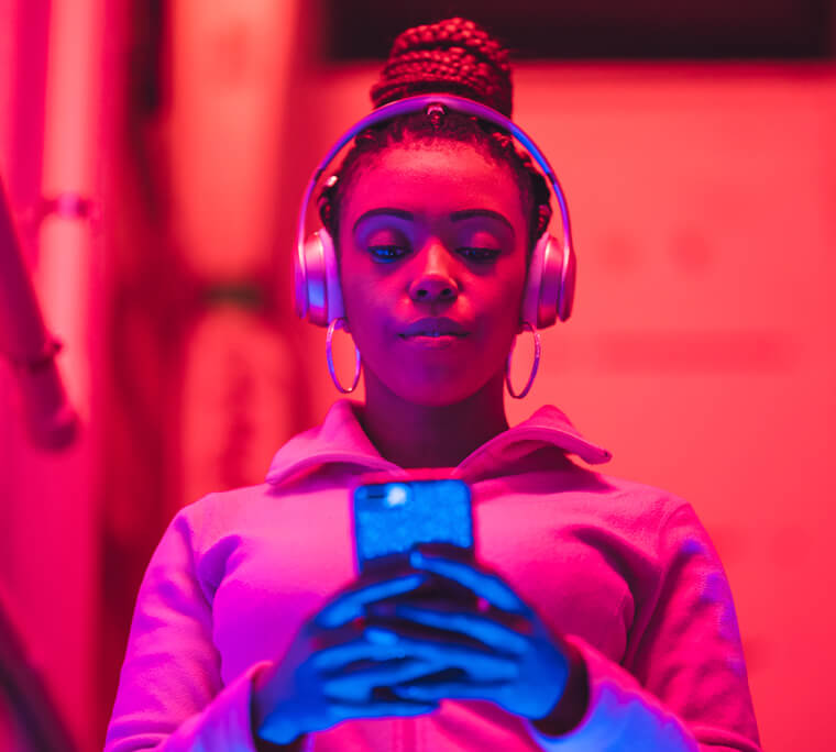 Young woman wearing headphones