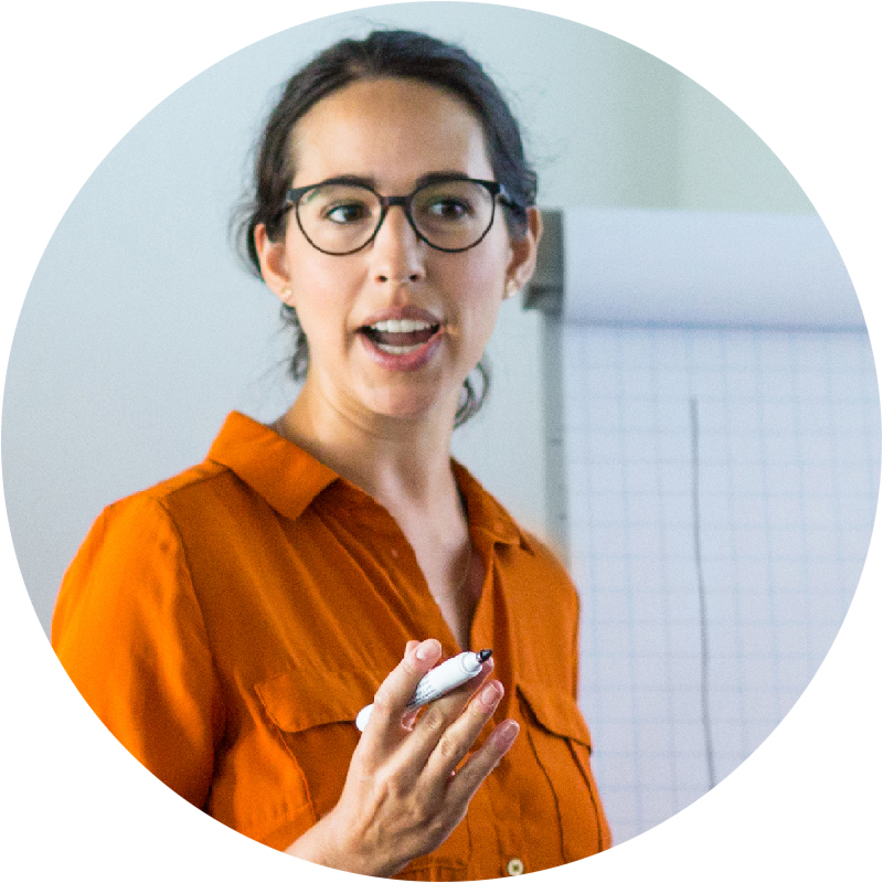 Woman presenting to group