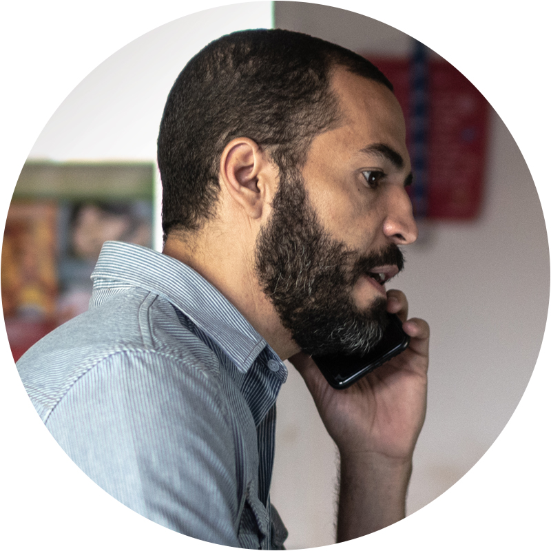 Man using cellphone for work call