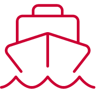 Icon of container ship's bow at sea