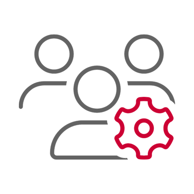Icon of group of people and a gear