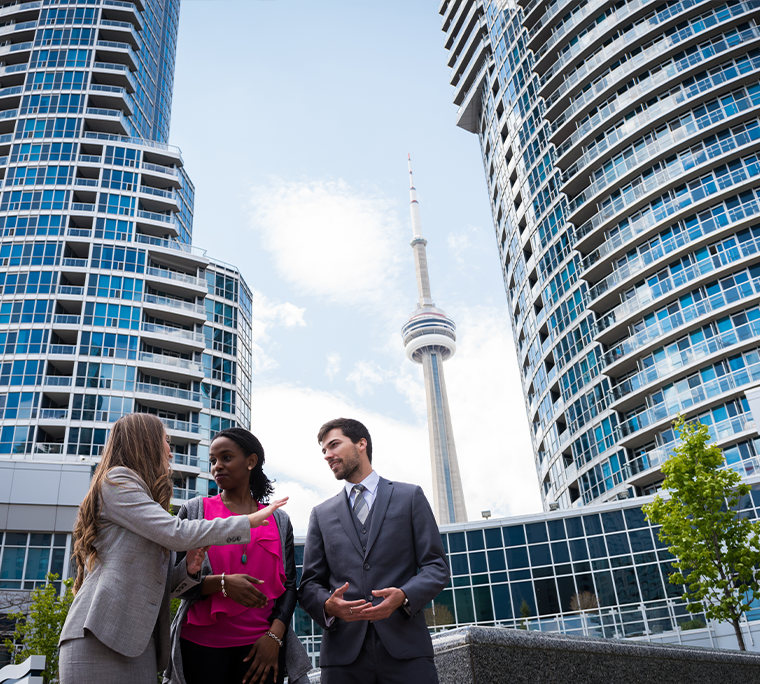 Looking up a glass office building