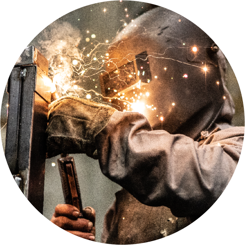 Welder working and wearing their mask