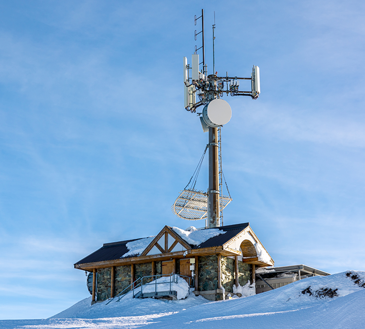 Communication Tower at Whistler Ski Resort in Winter