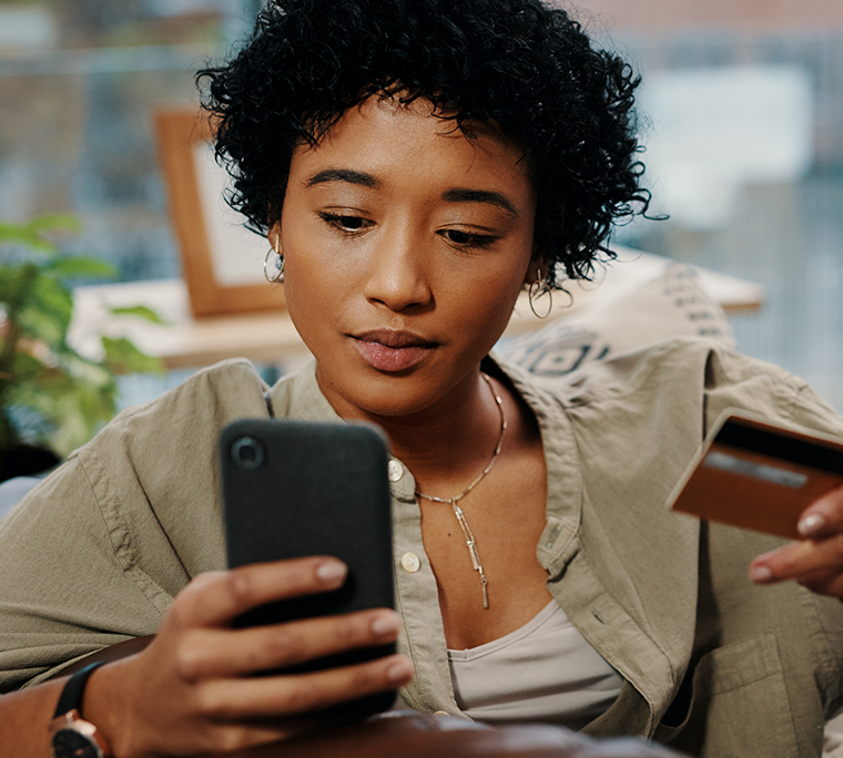 woman is paying with credit card