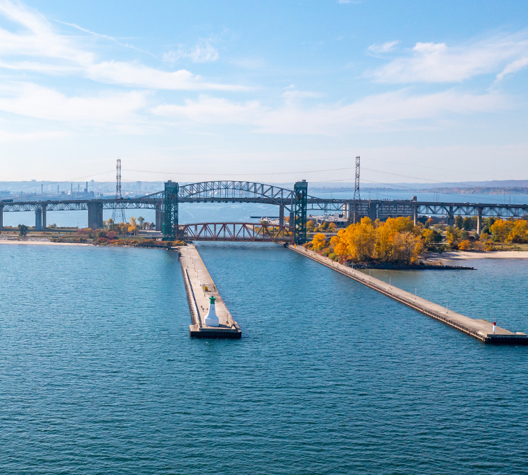 Burlington Canal Lift Bridge and Queen Elizabeth Way QEW Highway, Ontario, Canada